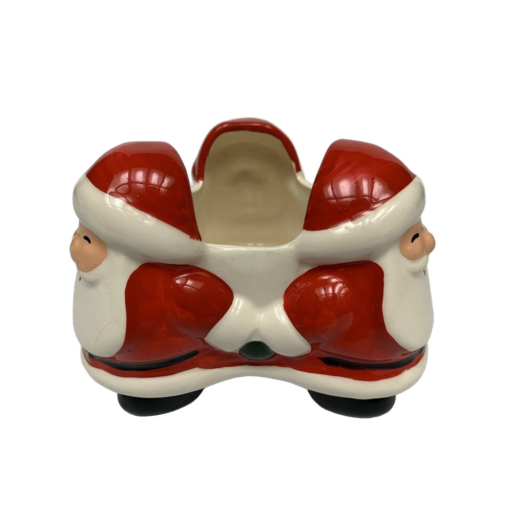 Vintage Ardco Christmas Triple Santa Planter Candy Nut Dish Made In‎ Taiwan